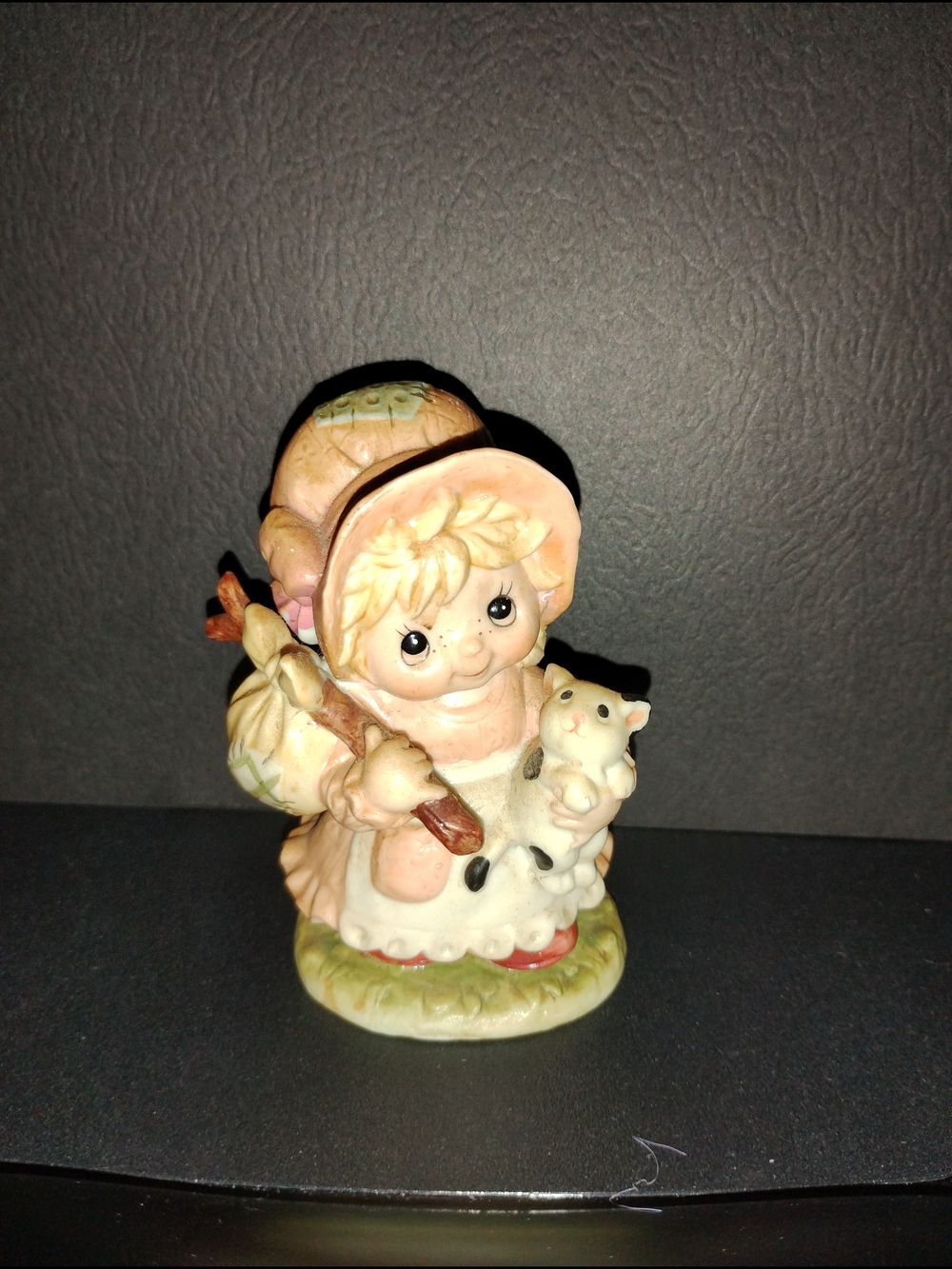 Vintage Homco Ceramic Hobo Girl Figurine with Bindle and Cat